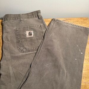 Vintage Carhartt CHT Baggy Pants Big Patch Logo 40x30 Distressed Chocolate Brown